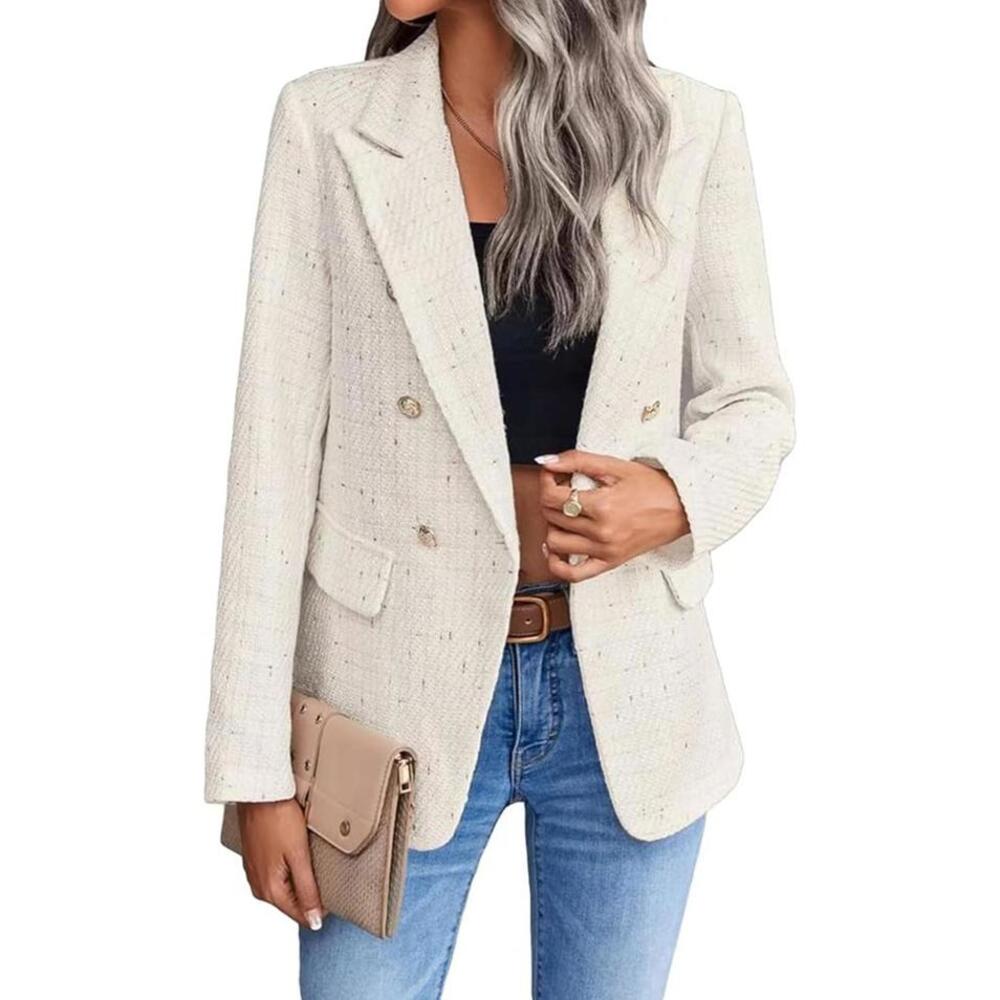 Mina Self 2025 Fall Women's Tweed Plaid Blazer Jacket